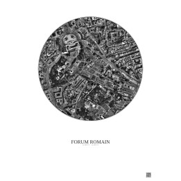 Affiche Forum Romain – Poster vue satellite 0.5km N&B | Gravura – Fond clair
