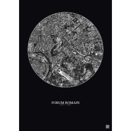 Forum Romain Satellite View Poster 1km B&W | Gravura – Dark background
