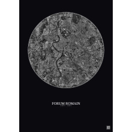 Forum Romain Satellite View Poster 5km B&W | Gravura – Dark background