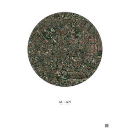 Affiche Milan – Poster vue satellite 2.5km Couleur | Gravura – Fond clair