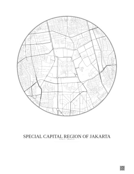 Affiche Special Capital Region Of Jakarta – Poster carte de ville 2.5km | Gravura – Fond clair
