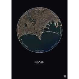 Naples Satellite View Poster 2.5km Color | Gravura – Dark background