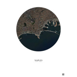 Affiche Naples – Poster vue satellite 2.5km Couleur | Gravura – Fond clair