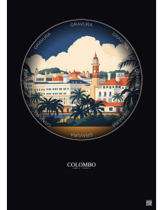 Affiche Colombo – Poster illustration vintage – Colombo | Gravura – Fond foncé