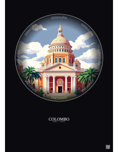 Affiche Colombo – Poster illustration vintage – National Museum Of Colombo | Gravura – Fond foncé