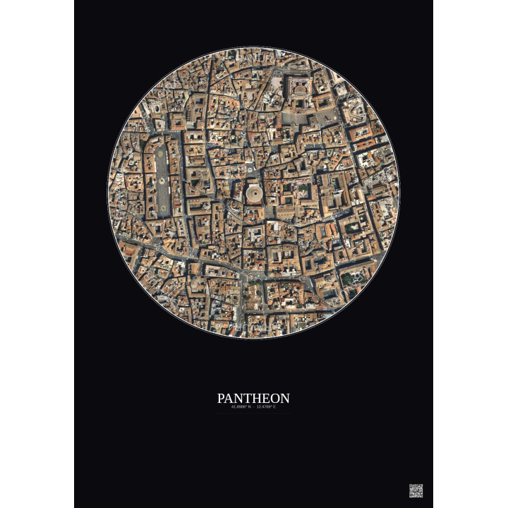 Pantheon Satellite View Poster 0.5km Color | Gravura – Dark background