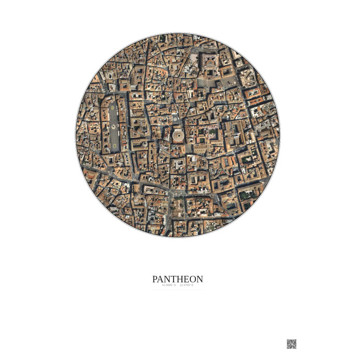 Affiche Pantheon – Poster vue satellite 0.5km Couleur | Gravura – Fond clair