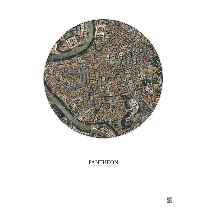 Pantheon Satellite View Poster 1km Color | Gravura – Light background