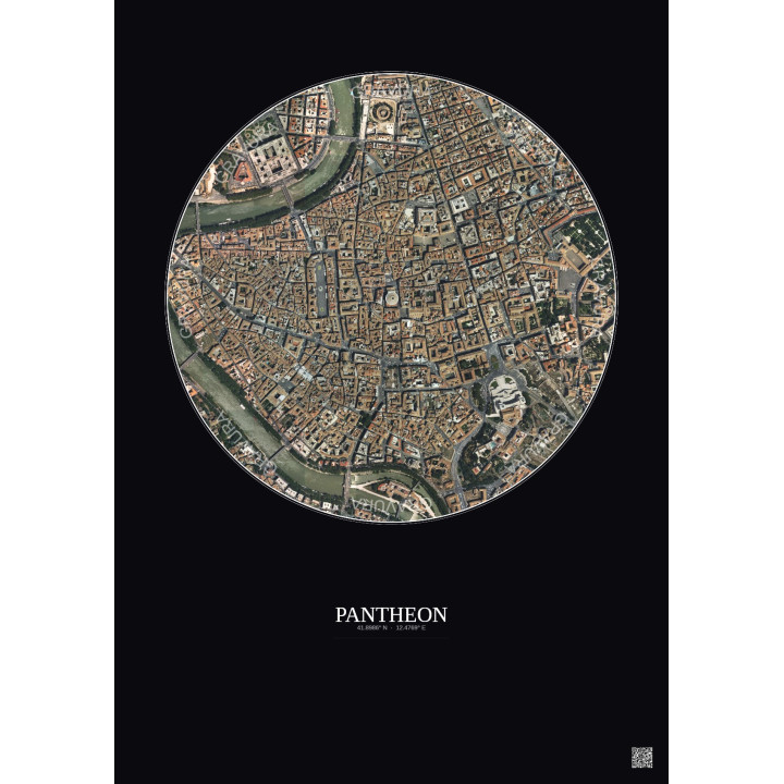 Pantheon Satellite View Poster 1km Color | Gravura – Dark background