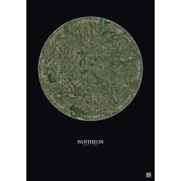 Affiche Pantheon – Poster vue satellite 20km Couleur | Gravura – Fond foncé