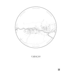 Affiche Caracas – Poster carte de ville 10km | Gravura – Fond clair