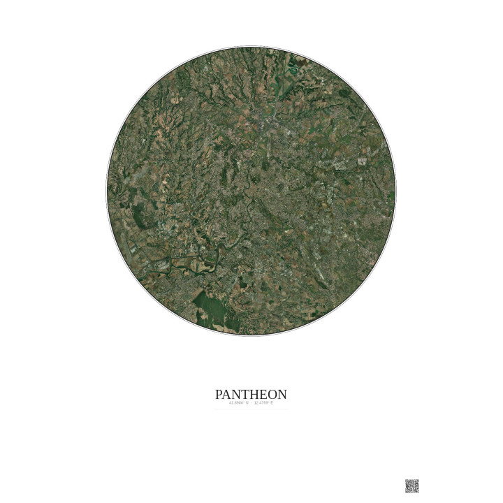 Affiche Pantheon – Poster vue satellite 20km Couleur | Gravura – Fond clair