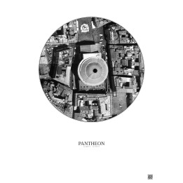 Affiche Pantheon – Poster vue satellite 0.1km N&B | Gravura – Fond clair