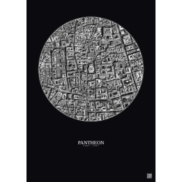 Affiche Pantheon – Poster vue satellite 0.5km N&B | Gravura – Fond foncé