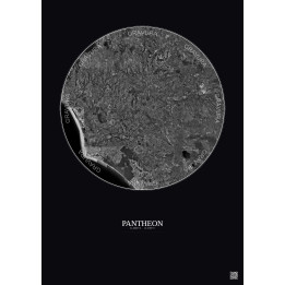 Affiche Pantheon – Poster vue satellite 30km N&B | Gravura – Fond foncé