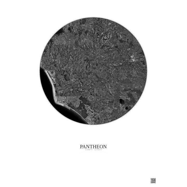 Affiche Pantheon – Poster vue satellite 30km N&B | Gravura – Fond clair