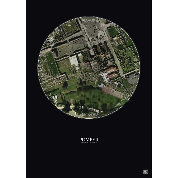 Pompeii Satellite View Poster 0.1km Color | Gravura – Dark background