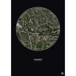 Affiche Pompeii – Poster vue satellite 0.5km Couleur | Gravura – Fond foncé