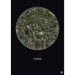 Pompeii Satellite View Poster 1km Color | Gravura – Dark background