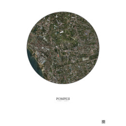 Affiche Pompeii – Poster vue satellite 2.5km Couleur | Gravura – Fond clair
