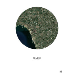 Affiche Pompeii – Poster vue satellite 5km Couleur | Gravura – Fond clair
