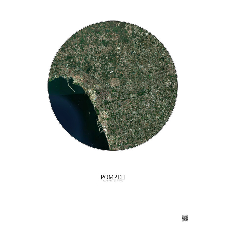 Affiche Pompeii – Poster vue satellite 5km Couleur | Gravura – Fond clair