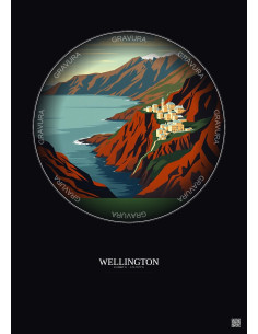 Affiche Wellington – Poster illustration vintage – Wellington | Gravura – Fond foncé