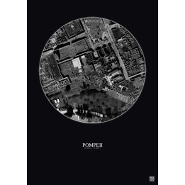 Affiche Pompeii – Poster vue satellite 0.1km N&B | Gravura – Fond foncé
