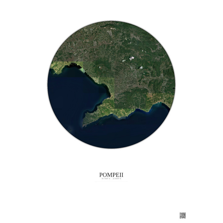 Affiche Pompeii – Poster vue satellite 30km Couleur | Gravura – Fond clair