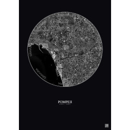 Pompeii Satellite View Poster 5km B&W | Gravura – Dark background