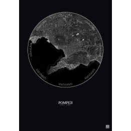 Pompeii Satellite View Poster 30km B&W | Gravura – Dark background