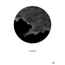 Pompeii Satellite View Poster 30km B&W | Gravura – Light background
