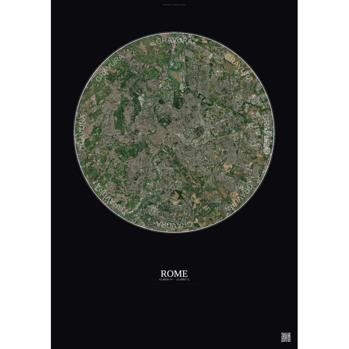 Affiche Rome – Poster vue satellite 10km Couleur | Gravura – Fond foncé