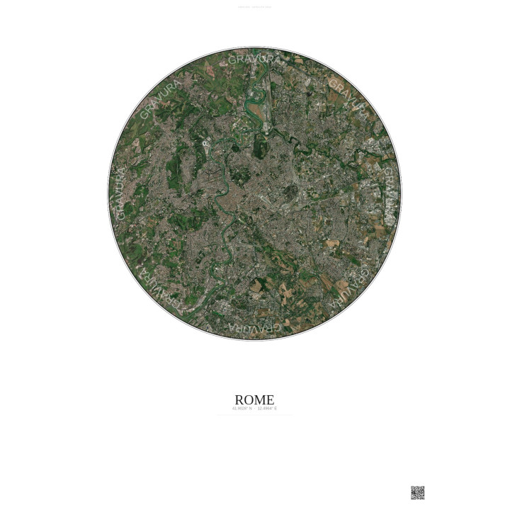 Affiche Rome – Poster vue satellite 10km Couleur | Gravura – Fond clair