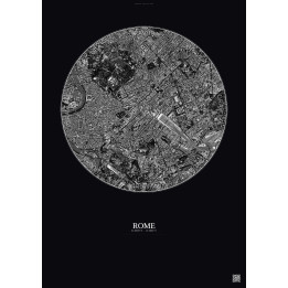 Rome Satellite View Poster 2.5km B&W | Gravura – Dark background