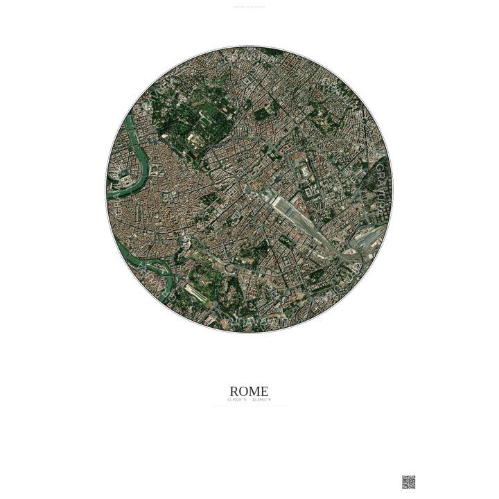 Rome Satellite View Poster 2.5km Color | Gravura – Light background