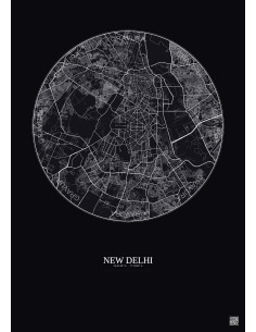 Affiche New Delhi – Poster carte de ville 10km | Gravura – Fond 