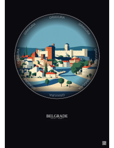 Affiche Belgrade – Poster illustration vintage – Belgrade | Gravura – Fond foncé