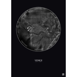 Venice Satellite View Poster 5km B&W | Gravura – Dark background