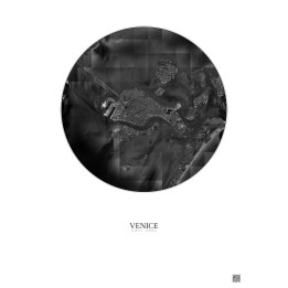 Venice Satellite View Poster 5km B&W | Gravura – Light background
