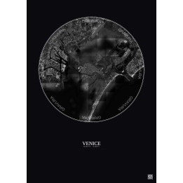 Affiche Venice – Poster vue satellite 10km N&B | Gravura – Fond foncé