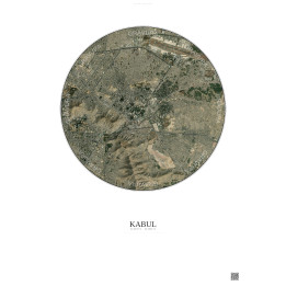 Affiche Kabul – Poster vue satellite 6km Couleur | Gravura – Fond clair