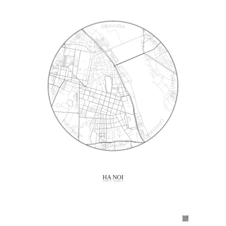 Affiche Ha Noi – Poster carte de ville 2.5km | Gravura – Fond clair