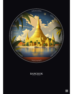 Bangkok Vintage Travel Poster – Bangkok | Gravura – Dark background