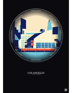 Los Angeles Vintage Travel Poster – Crypto Com Arena | Gravura – Dark background
