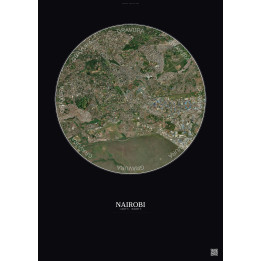 Affiche Nairobi – Poster vue satellite 6km Couleur | Gravura – Fond foncé