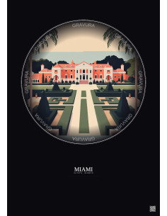 Miami Vintage Travel Poster – Vizcaya Museum And Gardens | Gravura – Dark background