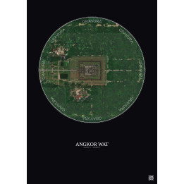 Angkor Wat Satellite View Poster 0.5km Color | Gravura – Dark background