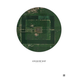 Affiche Angkor Wat – Poster vue satellite 1km Couleur | Gravura – Fond clair