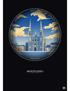 Affiche Montevideo – Poster illustration vintage – Metropolitan Basilica Cathedral Of The Immaculate Conception And San Felipe A